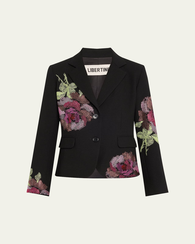American Beauty Printed Short Wool Blazer
